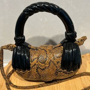 VTG Timmy Woods black & snakeprint handbag